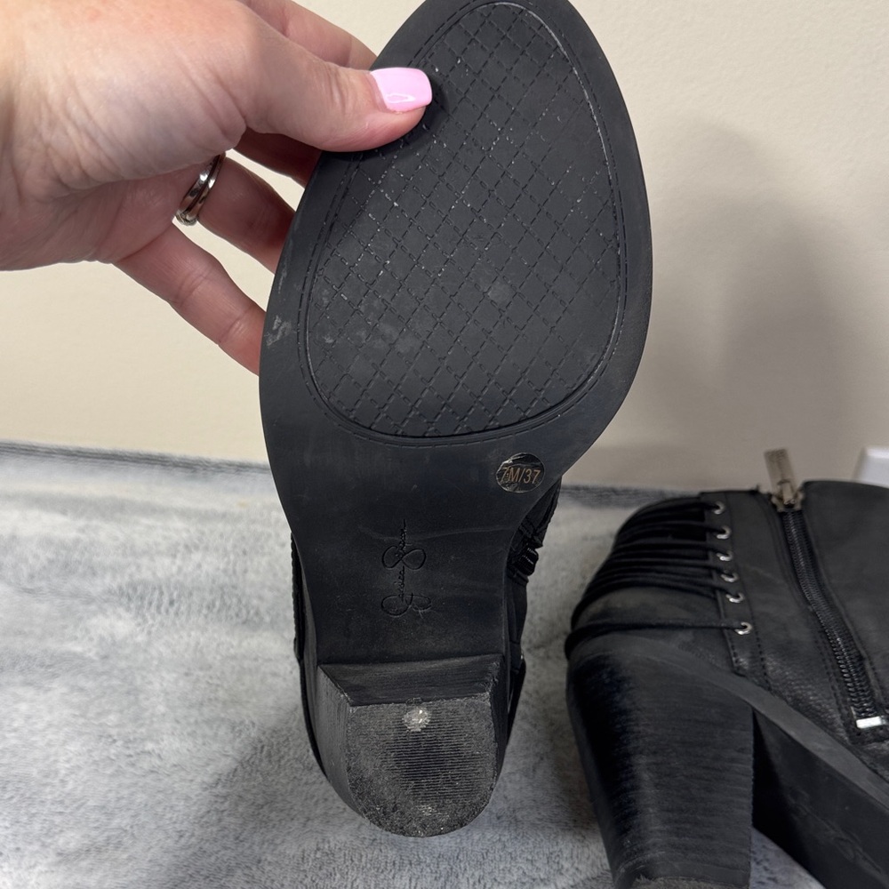 Jessica Simpson JS-Calvery Black Leather Ankle Bootie - Size 7 - VGUC - Picture 13 of 15